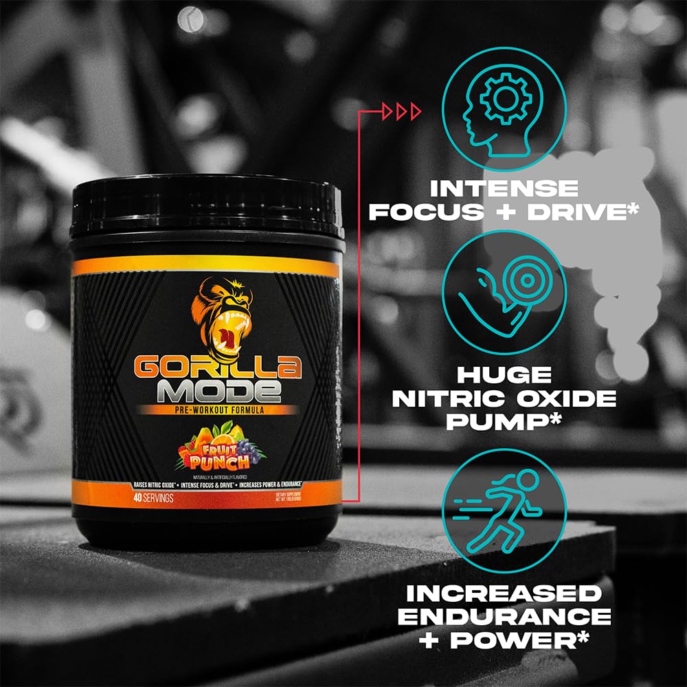 Gorilla Mode Pre Workout - Massive Pumps · Laser Focus · Energy · Power - L-Citrulline, Creatine, L-Tyrosine, Betaine, Hydroprime®, Alpha-GPC, 400mg Caffeine, Huperzine A - 792g (Rocket Frost) Gorilla Mind buy supplements canada