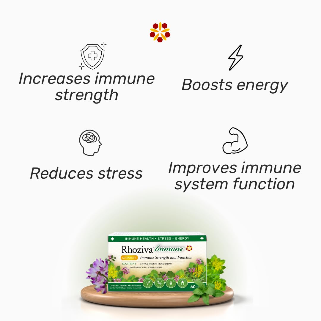 Immune Support, Energy Booster with Vitamin C, D3 and Zinc Supplement, Rhodiola Rosea, Reishi Mushroom Extract, Astragalus, Overall Wellness and Daily Habit - 60 Capsules Rhoziva buy supplements canada