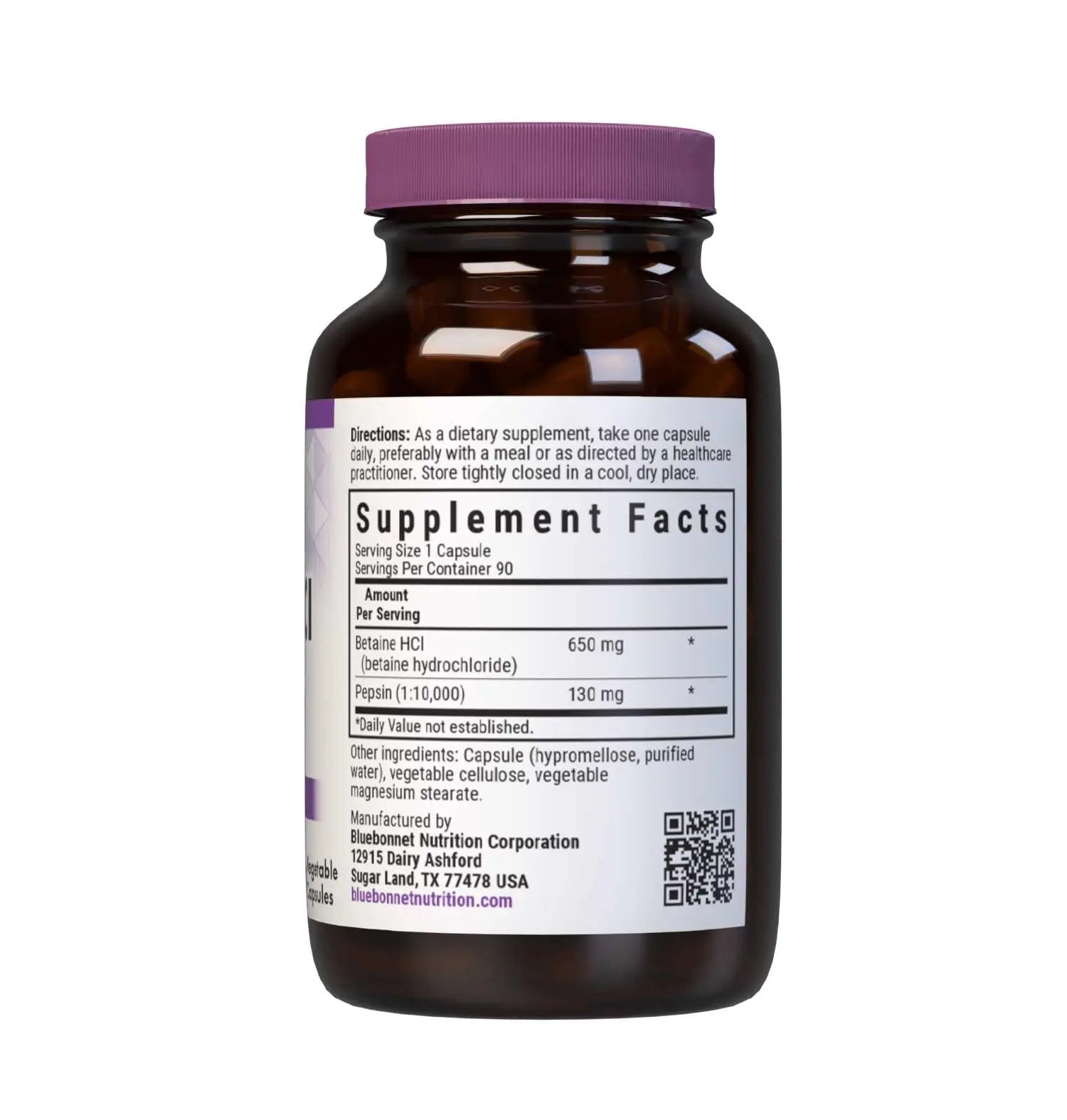 BlueBonnet Betaine HCI Plus Pepsin Vegetarian Capsules, 90 Count BlueBonnet buy supplements canada