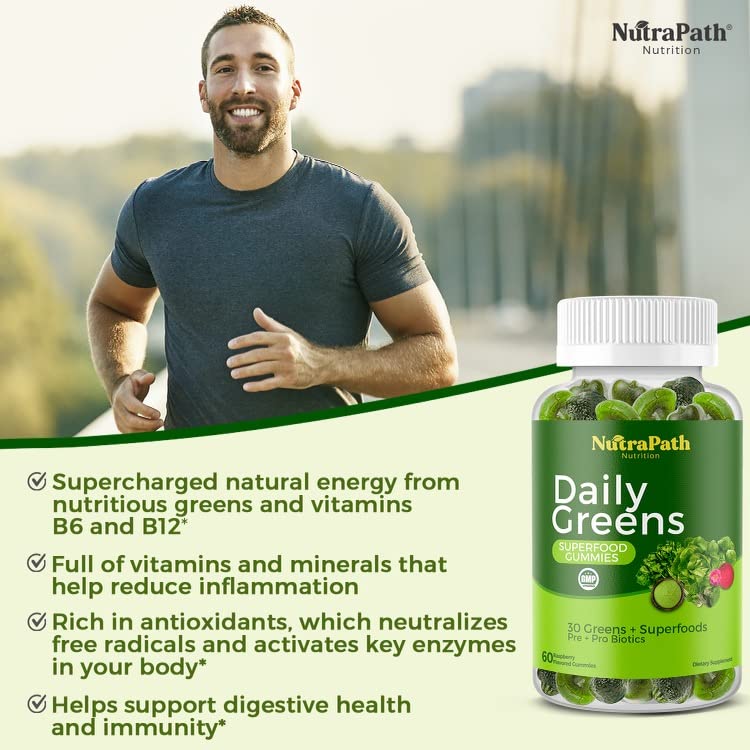 Superfood Daily Greens Gummies - Fruits, Veggies, and Super Foods for Immunity, Energy - 60 Gummies NutraPath buy supplements canada