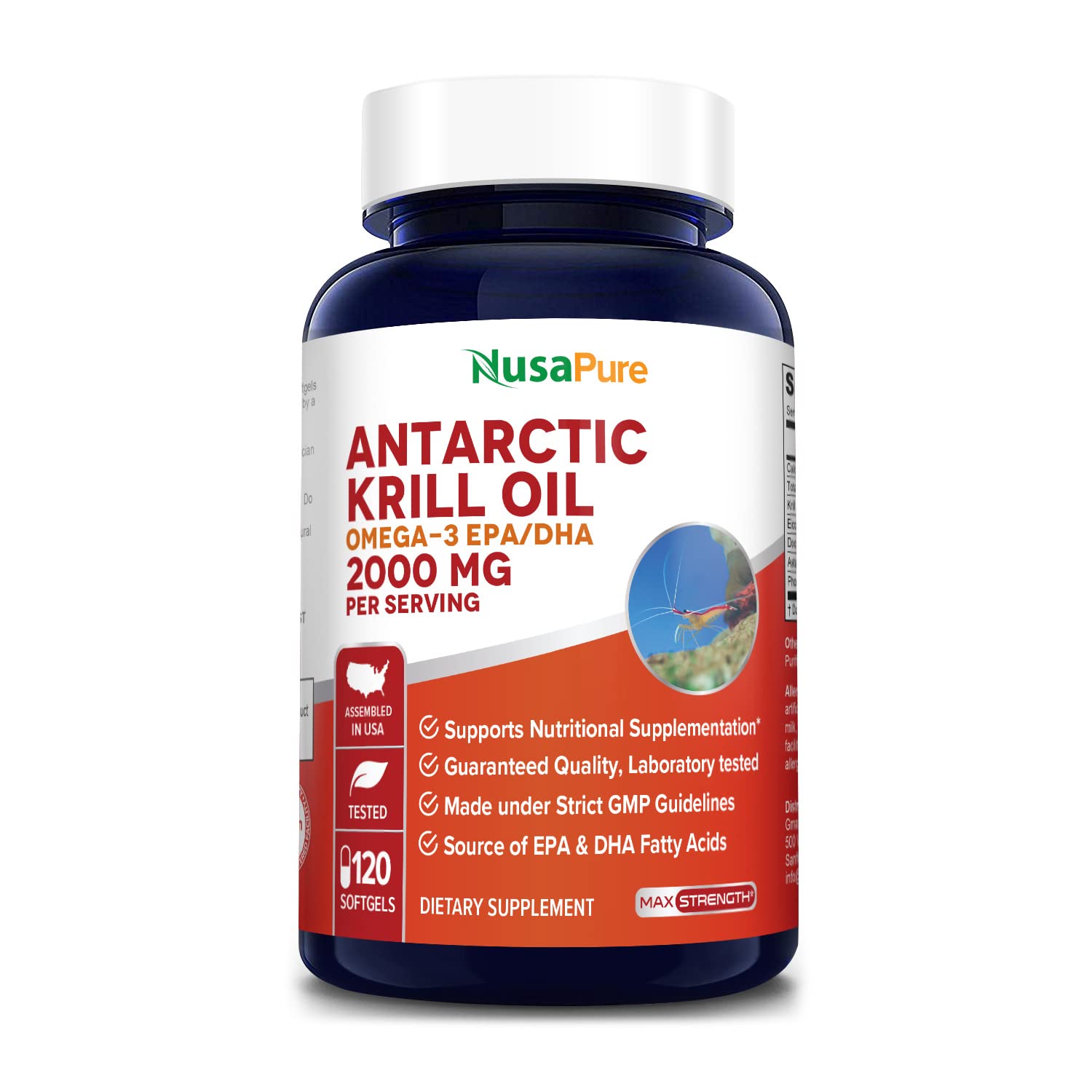 NusaPure Antarctic Krill Oil 2000 mg 120 Softgels, Omega-3 EPA 360mg, DHA 240mg NusaPure buy supplements canada