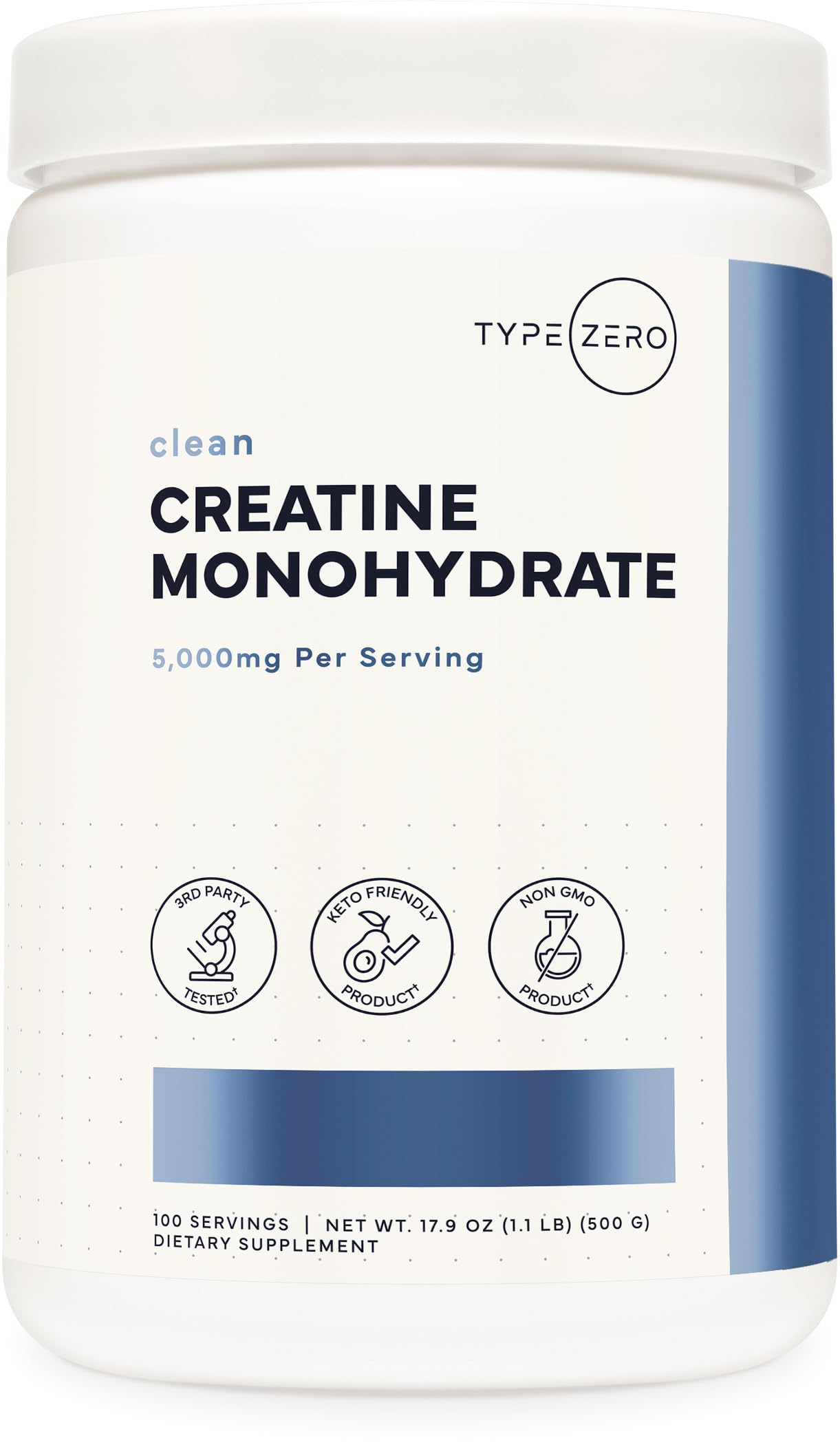 Type Zero Creatine Monohydrate Powder (Unflavored | 500g), 5000 mg Per Serving, Micronized, Zero Sugar, Keto Friendly & Gluten Free, 100 Servings Type Zero buy supplements canada