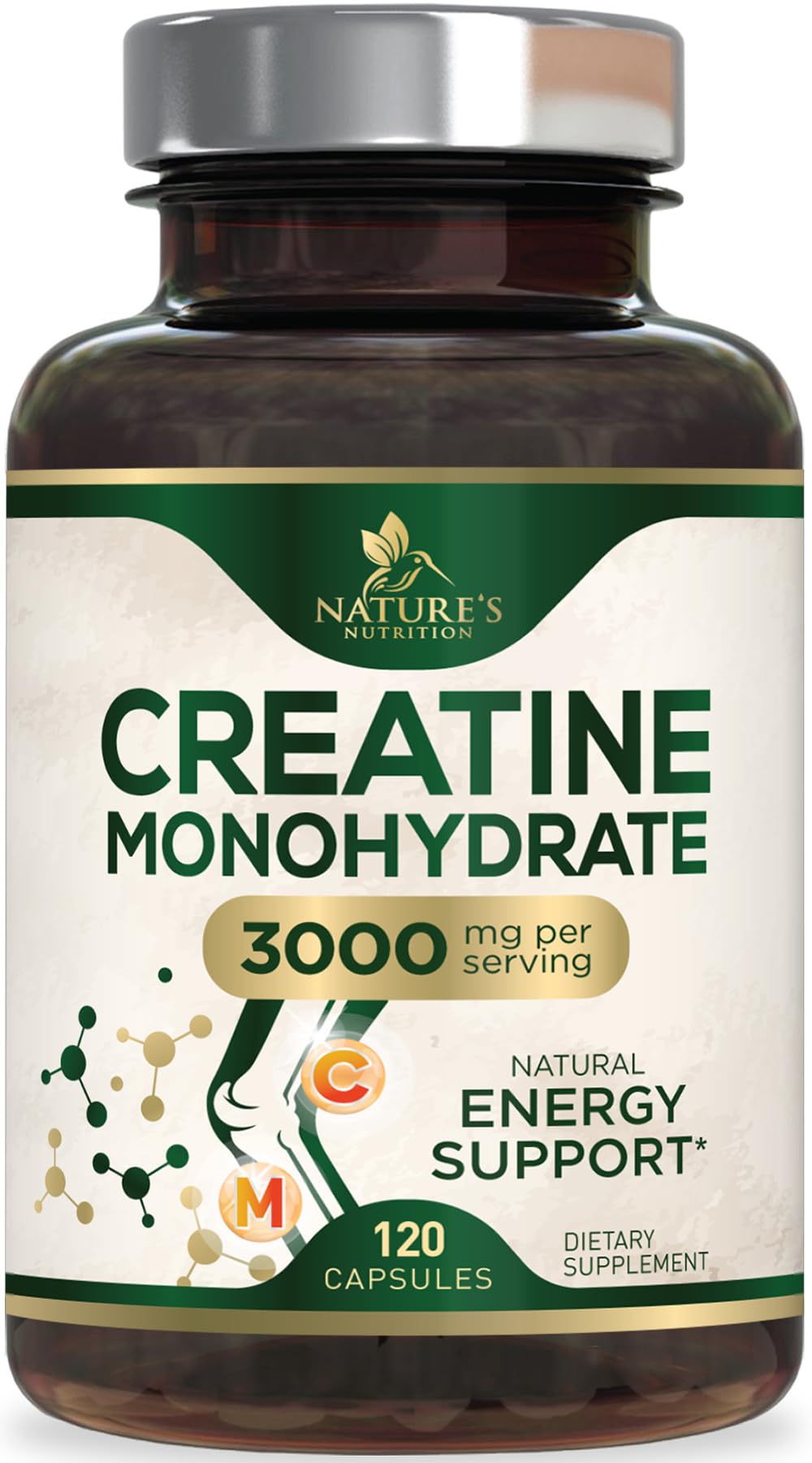 Creatine Monohydrate Capsules 3000mg Per Serving – Micronized Creatine Powder - Supports Lean Muscle, Strength, Energy, & Endurance - Nature's Supplement, Non-GMO, Bottled in USA - 120 Capsules Nature's Nutrition buy supplements canada