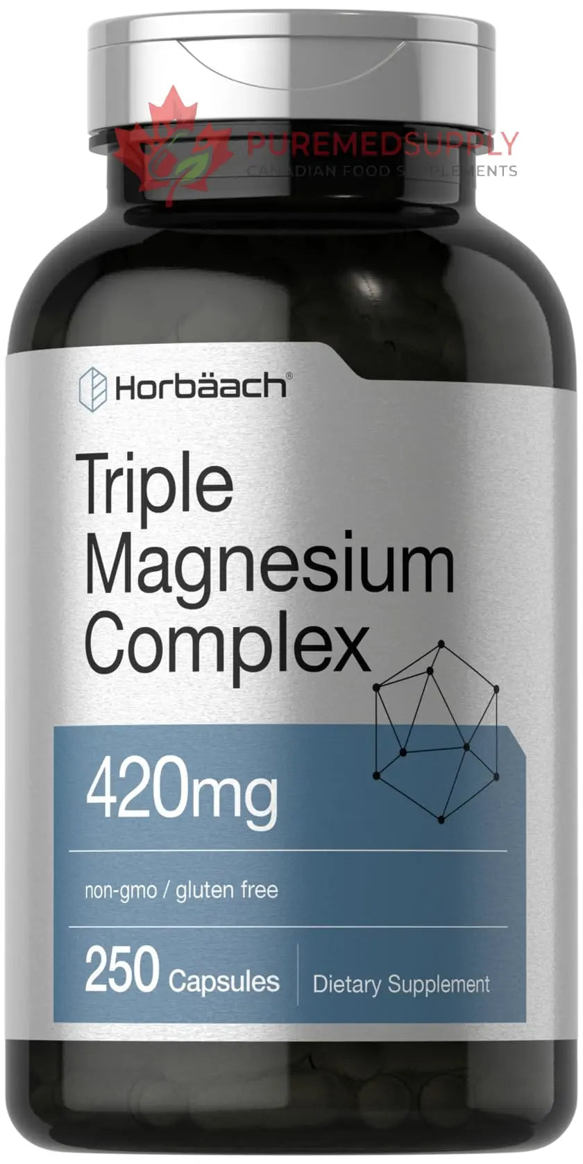 Horbäach Triple Magnesium Complex | 420 mg | 250 Capsules | Non-GMO and Gluten Free Formula | Magnesium Oxide, Citrate, and Aspartate Dietary Supplement Horbäach buy supplements canada