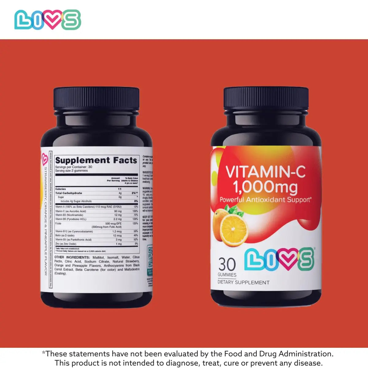 Vitamin C 1000mg Gummies for Kids & Adults |Antioxidant & Immune Support Supplement | Vegan Multivitamin for Hair, Skin & Nails LIVS buy supplements canada