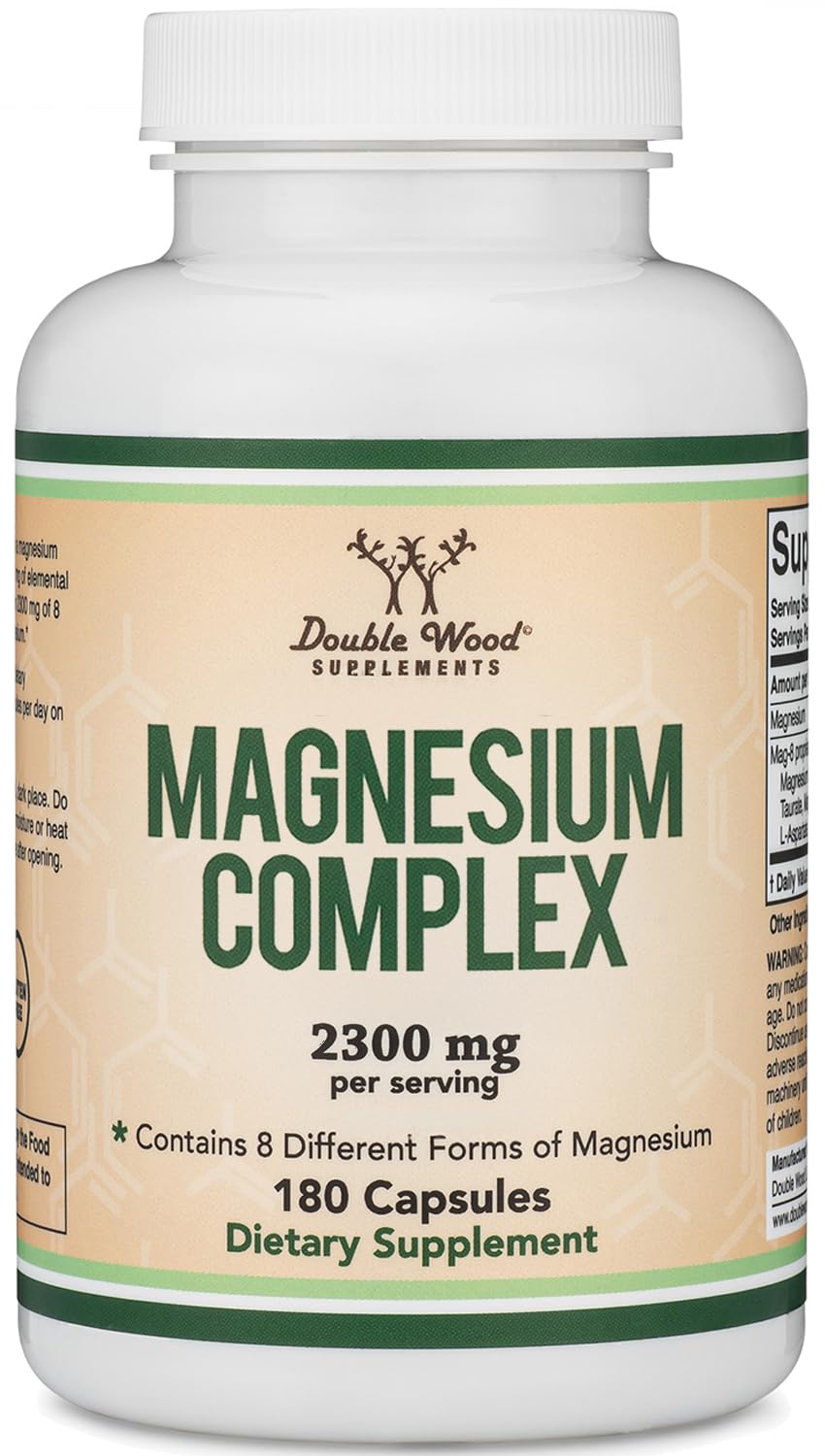 Magnesium Complex Supplement 180 Capsules (426mg Elemental Magnesium Provided by 2,300mg of Eight Different Forms of Magnesium) MAG-8 Provides 100% Daily Recommended Value of Magnesium by Double Wood Double Wood Supplements buy supplements canada