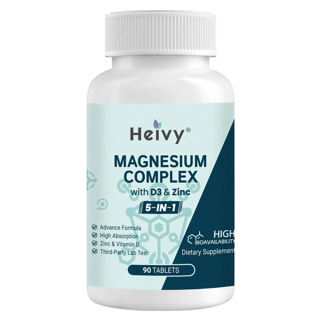 Heivy Magnesium Complex, Magnesium Glycinate, Citrate, Malate, Oxide, Gluconate with Zinc and Vitamin D3, Magnesium Supplement for Muscle, Nerve, Heart, Bone Support, High Absorption, 90 Tablets Heivy buy supplements canada