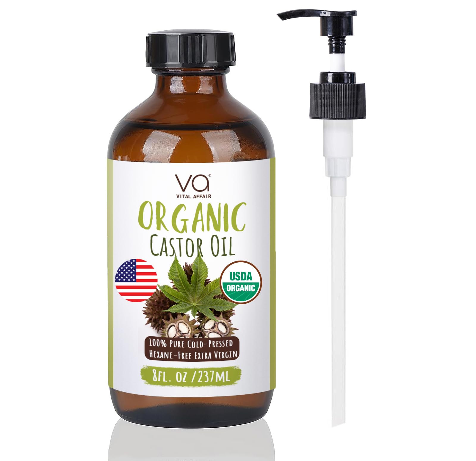 VITAL AFFAIR Castor Oil Organic Cold Pressed Unrefined Glass Bottle- USDA Certified Organic Castor Oil VITAL AFFAIR buy supplements canada