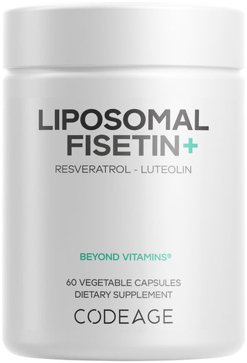 Codeage Liposomal Fisetin Supplement - Fisetin 500 mg - Resveratrol from Japanese Knotweed Extract Polyphenol, Luteolin Sophora Japonica Flavonoid, Liposomal Delivery - Vegan, Non-GMO - 60 Capsules Codeage buy supplements canada