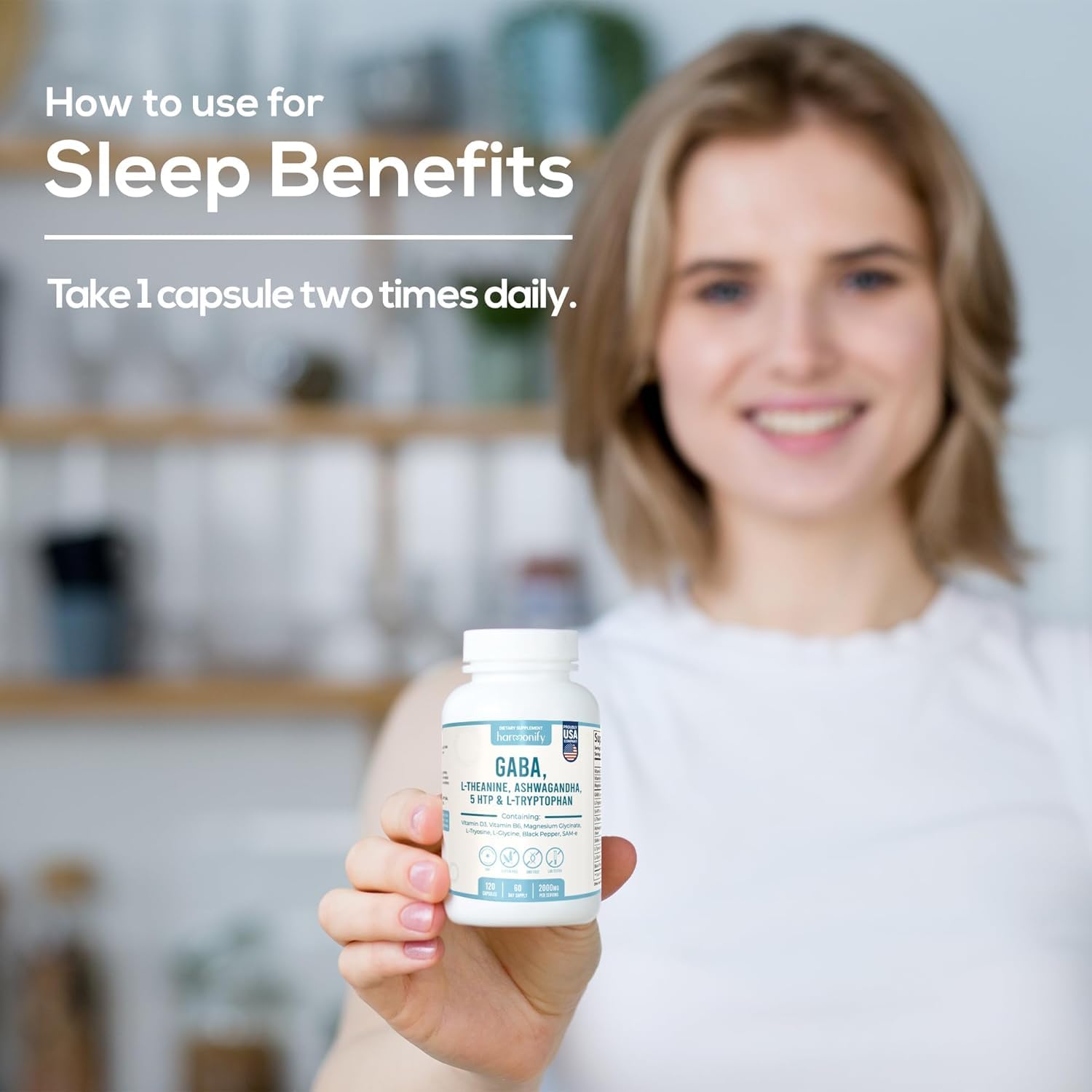 HARMONIFY GABA L-Theanine Supplements with Magnesium Glycinate, Ashwagandha, Same, 5-HTP and L-Tryptophan, 12 in 1 Supplements, 120 Capsules, 2000 mg HARMONIFY buy supplements canada