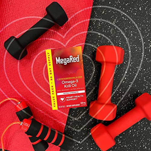 MegaRed Antarctic Krill Oil 500mg Omega 3 Fatty Acid Supplement, Extra Strength EPA & DHA Krill Oil Softgels (90cnt Box), Astaxanthin MegaRed buy supplements canada