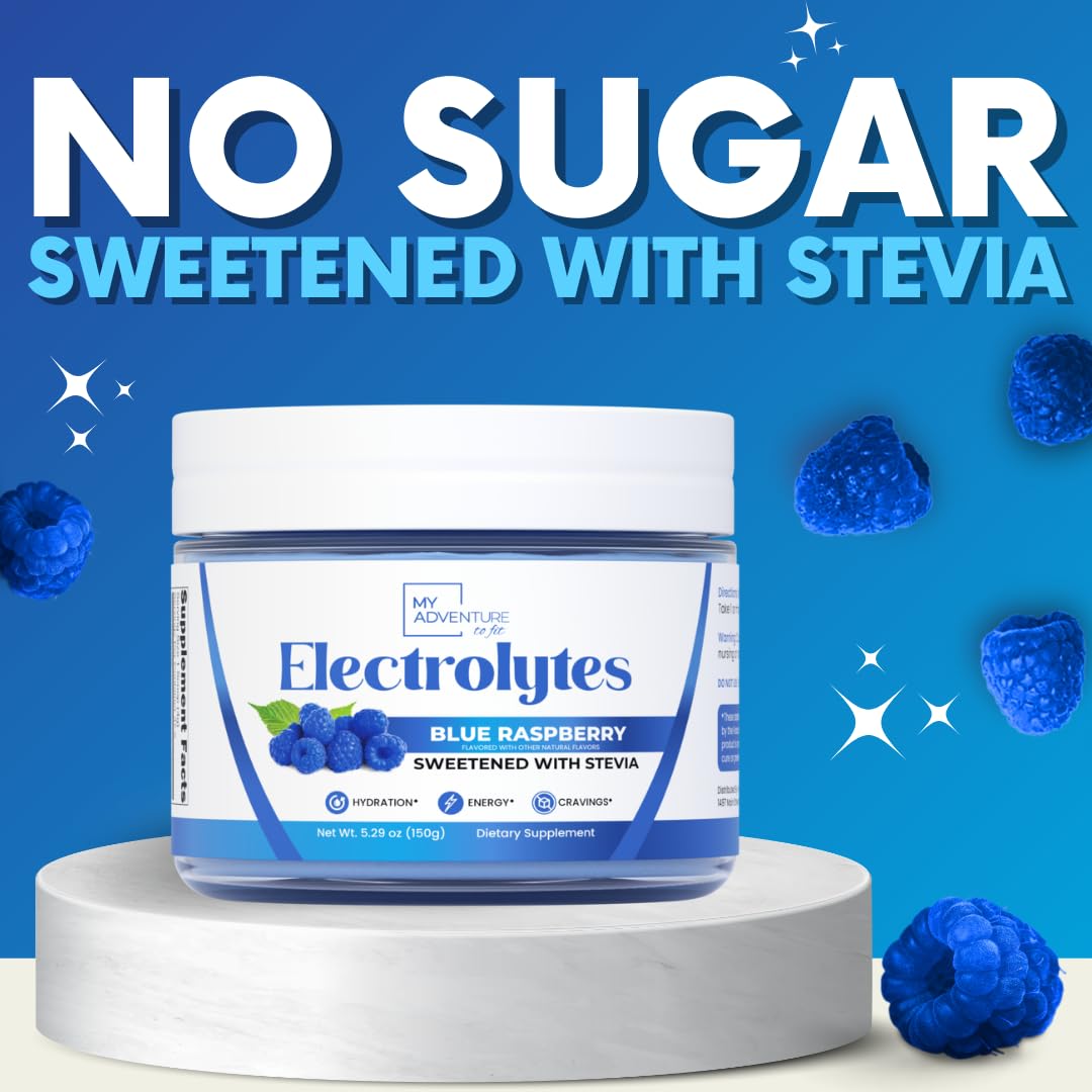 Zero Sugar - Blue Raspberry Electrolytes Powder - Refreshing Hydration - Caffeine Free Energy - All Natural Ingredients - Vegan, Keto and Paleo - Sugar Free Electrolyte Powder Drink Mix - 37 Servings My Adventure to Fit buy supplements canada