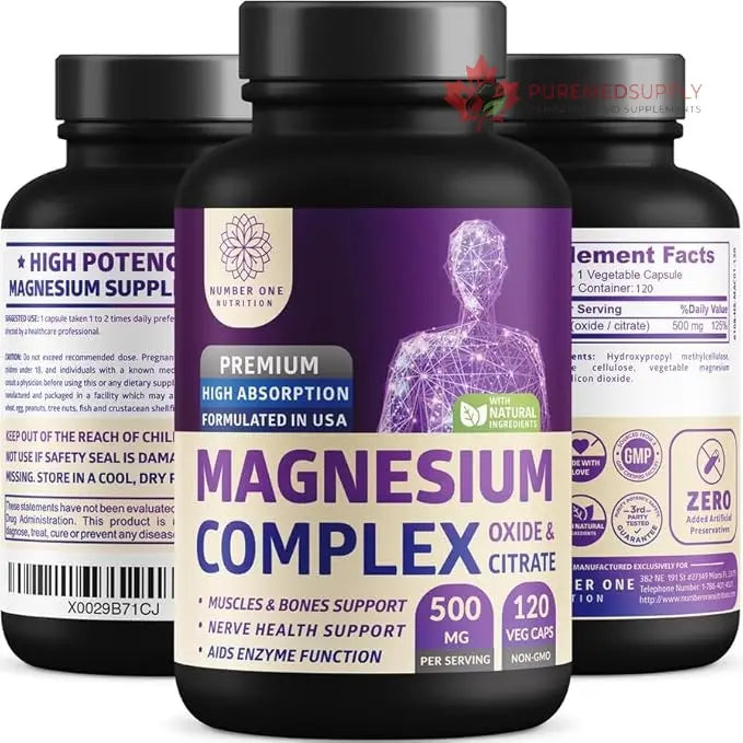 N1N Premium Magnesium Complex - High Absorption Magnesium Supplement for Women and Men to Support Regularity and Bone Health- 120 Veggie Capsules Number One Nutrition buy supplements canada