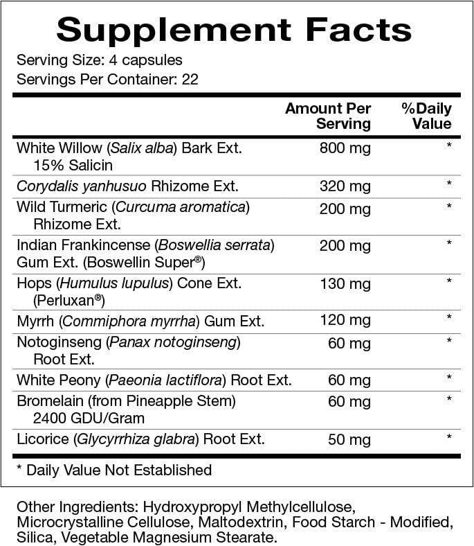 Natura Health Products Willow Relief Supplement - Enhances Muscle Relaxation - Featuring White Willow Bark, Turmeric, Boswellin Super Indian Frankincense, Corydalis Rhizome (90 Capsules) Natura Health Products buy supplements canada