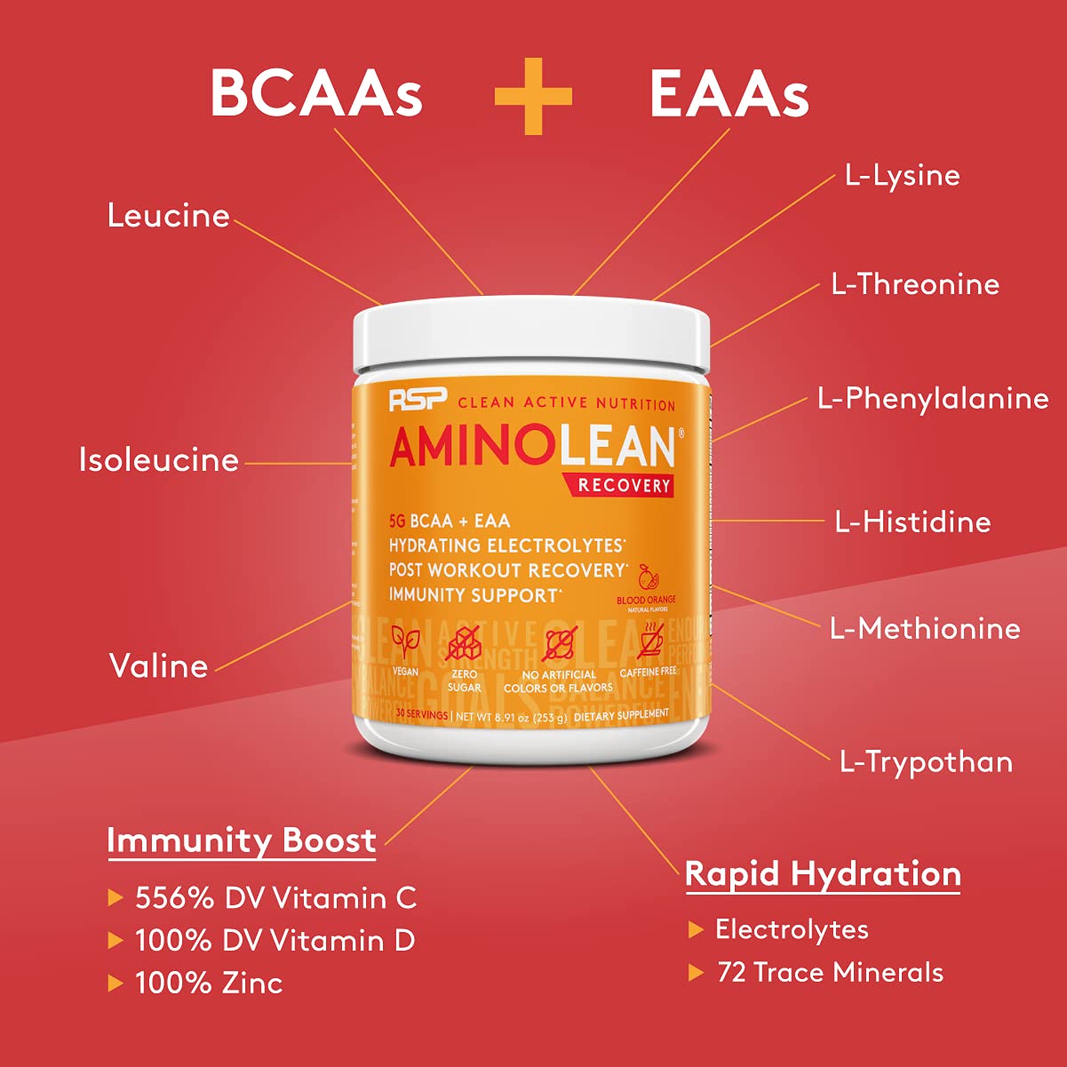 RSP AminoLean Recovery - Post Workout BCAAs Amino Acids Supplement + Electrolytes RSP NUTRITION buy supplements canada