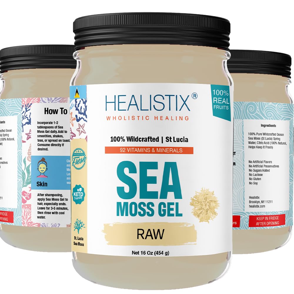 Healistix Irish Sea Moss Gel- St Lucia Wildcrafted Seamoss Gel, Packed with 92 Vitamins HX HEALISTIX buy supplements canada