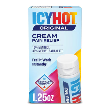 Icy Hot Original Pain Relief Cream, Fast-Acting Pain Relief with Menthol 10% and Methyl Salicylate 30%, Ice and Heat Contrast Therapy for Backaches, Joints, Muscle Strains and Arthritis, 1.25 oz Icy Hot buy supplements canada