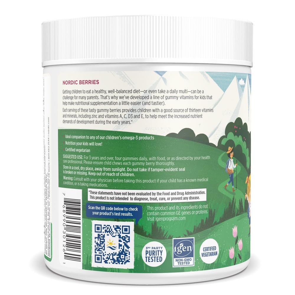 Nordic Naturals Nordic Berries, Cherry Berry - 120 Gummy Berries - Great-Tasting Multivitamin for Ages 2+ - Growth, Development, Optimal Wellness - Non-GMO, Vegetarian - 30 Servings Nordic Naturals buy supplements canada