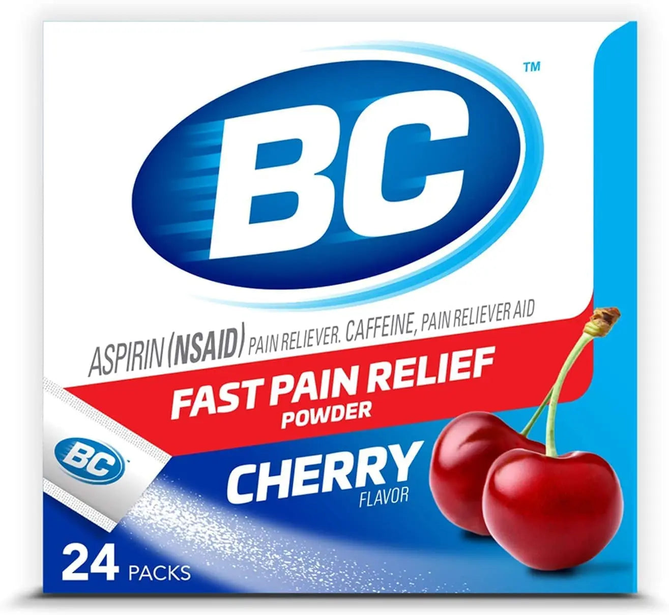 BC Powder Pain Reliever, Cherry Flavor Aspirin Dissolve Packs, 24 Count Powder Packets (6 Pack) BC buy supplements canada