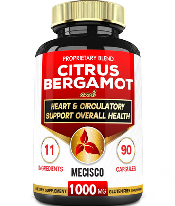 Mecisco 11 in 1 Citrus Bergamot Supplement 1000mg with Black Chokeberry, Berberine HCl & More - 90 Capsules - Supports Heart Health, Immune System, Energy Production Mecisco buy supplements canada