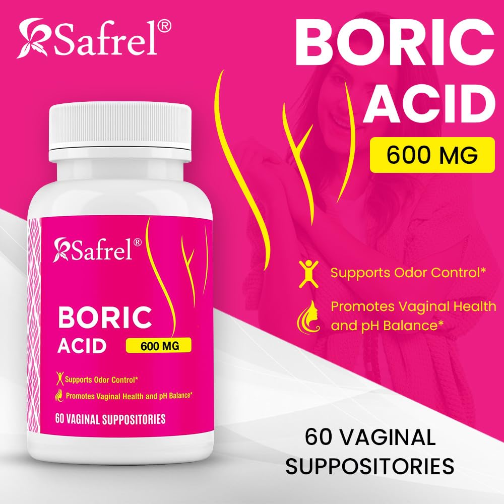 Safrel Boric Acid Vaginal Suppositories - 60 Count (1-Pack) – 100% Pure USA-Made, Supports Intimate Safrel buy supplements canada