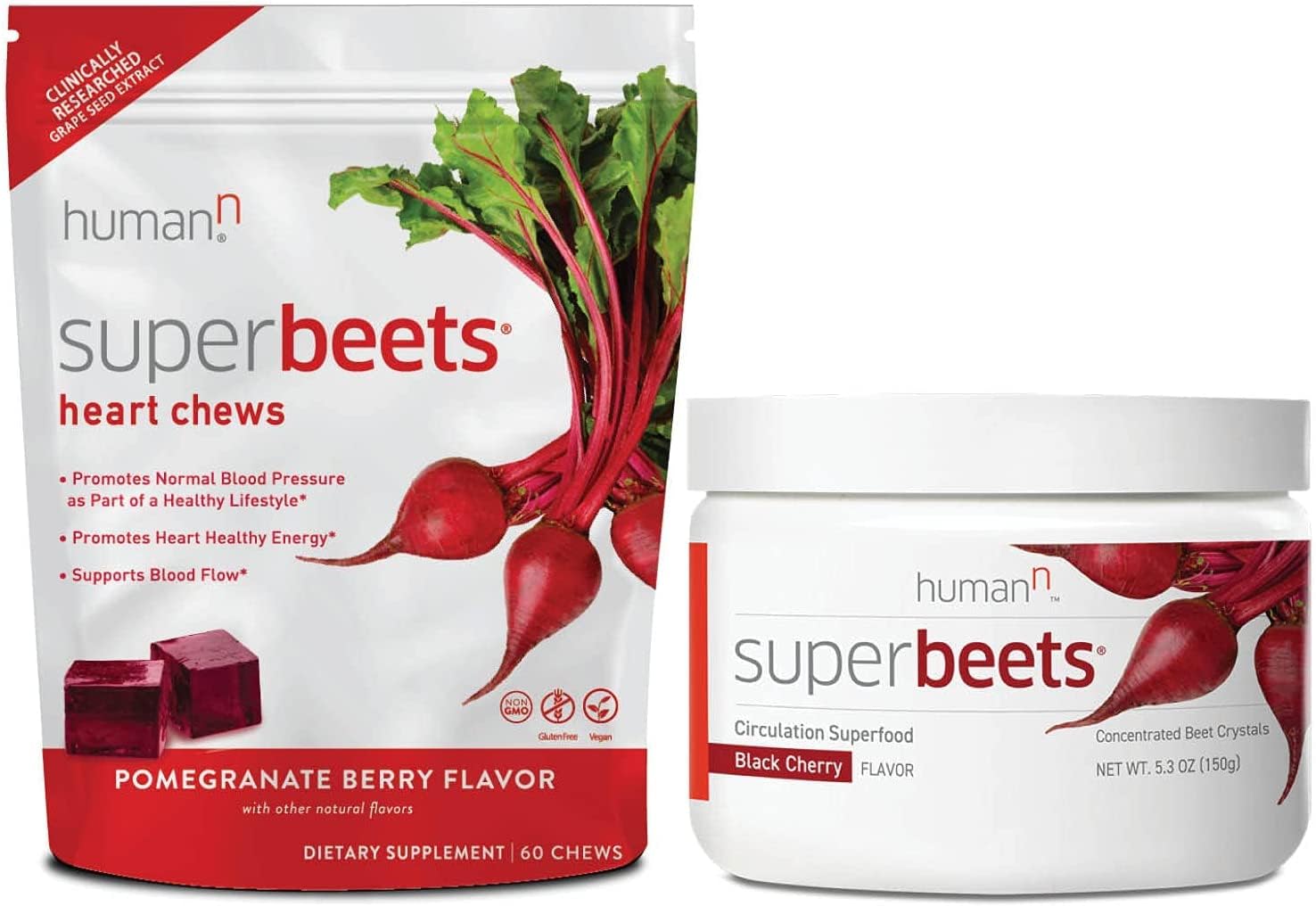 humanN SuperBeets Heart Chews & SuperBeets Black Cherry Powder humanN buy supplements canada