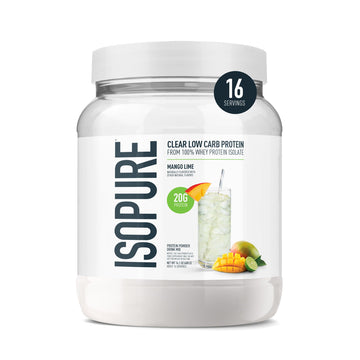 Isopure Clear Whey Isolate Protein Powder, Lactose Free, Gluten Free, Naturally Flavored, Mango Lime, 20g Protein Per Serving, 14.1 Oz, 16 Servings (Packaging May Vary) Isopure buy supplements canada