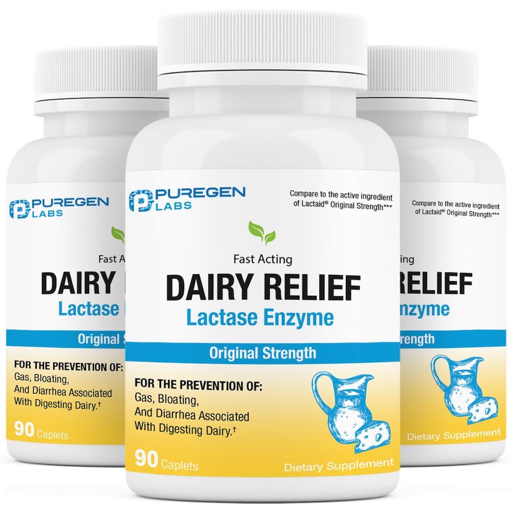 Puregen Labs Dairy Relief Natural Fast Acting Lactase Enzyme 3000 FCC, Lactose Intoleran P Puregen Labs buy supplements canada