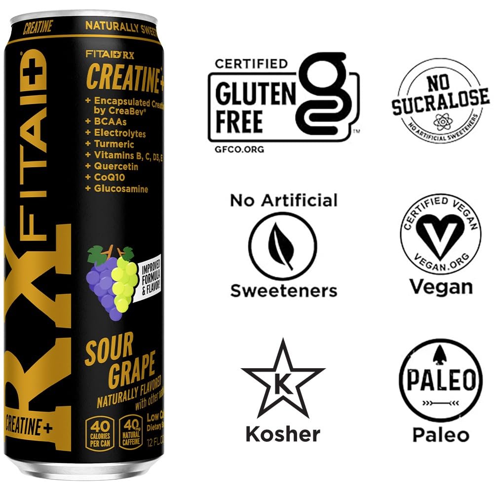 FITAID RX Recovery Blend Plus Creatine, Contains BCAAs, Glucosamine, Turmeric, B-Complex, Electrolytes, 12 Fl Oz (Pack of 12) LIFEAID buy supplements canada