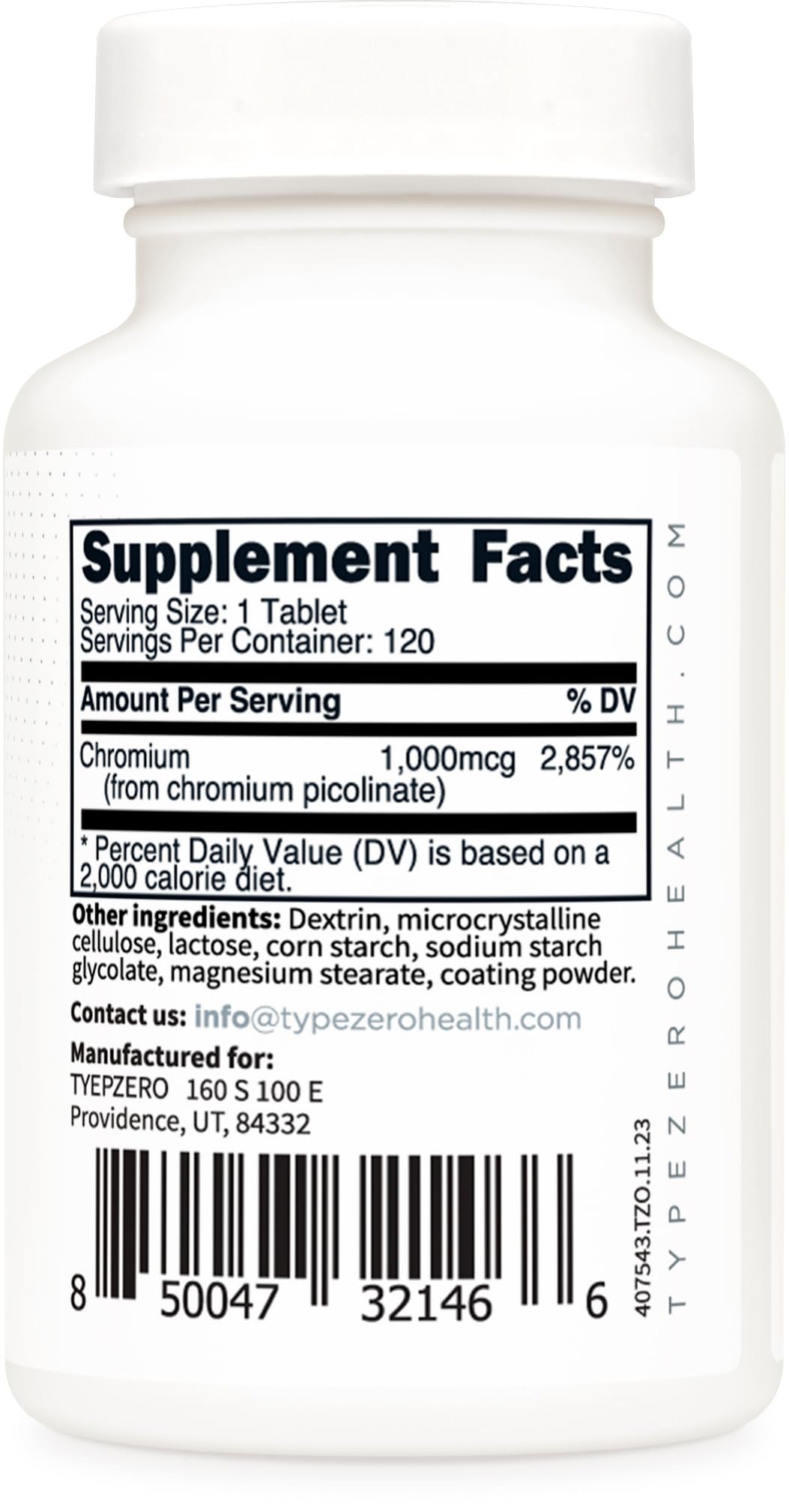 Type Zero Clean Chromium Picolinate Tablets (120 Servings, 1,000 MCG Per Serving) - Non-GMO, Gluten Free Type Zero buy supplements canada