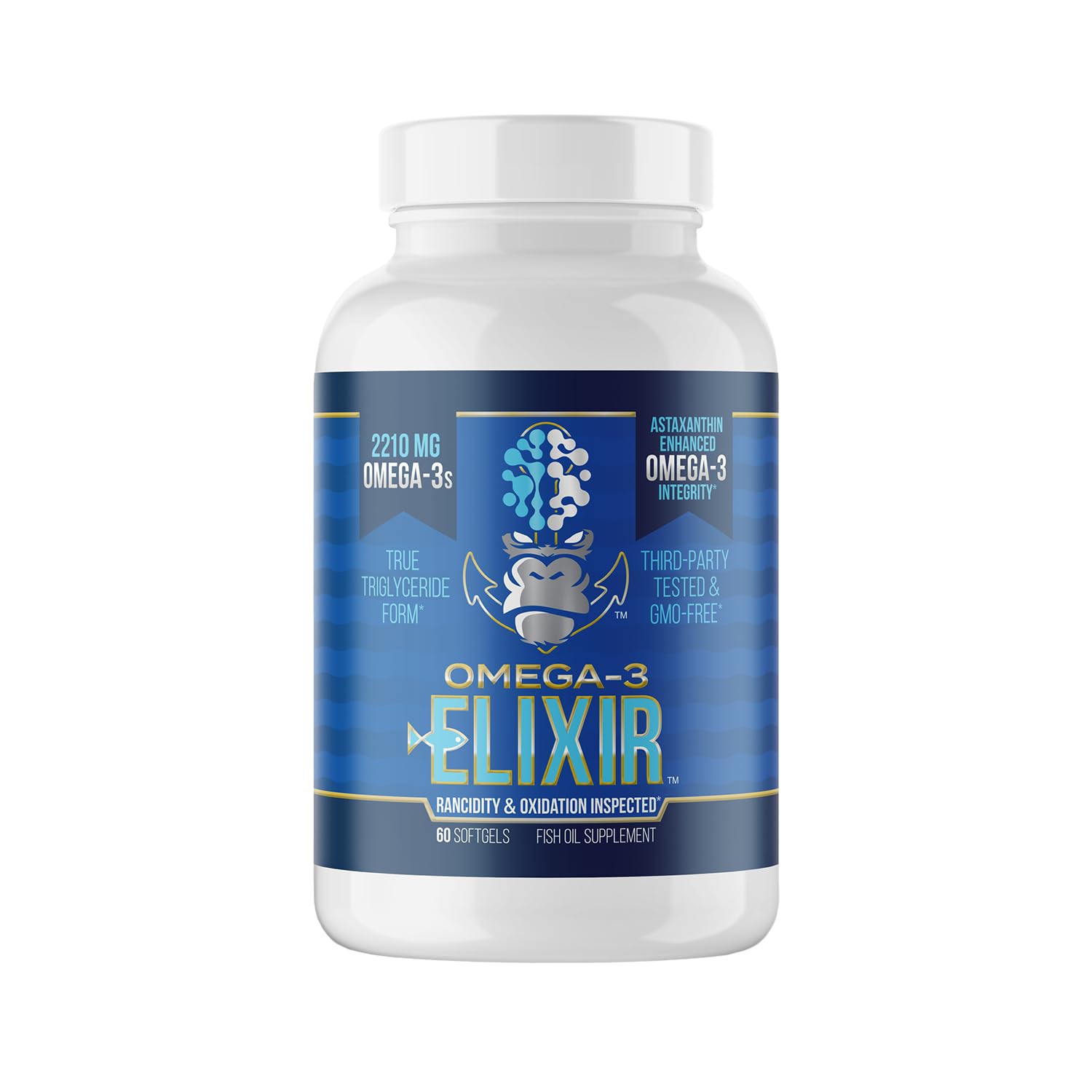 Gorilla Mind Omega-3 Elixir™ | 2210mg Fish Oil Re-Esterified Triglyceride Form | EPA, DHA + 2 Fatty Acids | Astaxanthin Infusion for Bolstered Integrity | 3rd Party & Rancidity Tested | 60 Softgels Gorilla Mind buy supplements canada