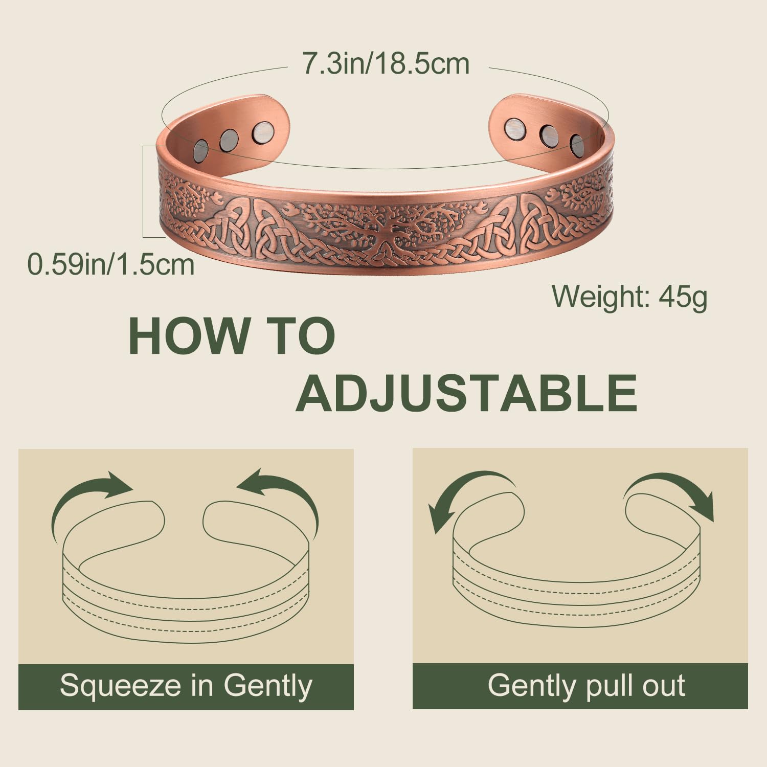 MagEnergy Magnetic Copper Bracelet for Men Life of Tree, 99.99% Pure Copper Bangle MagEnergy buy supplements canada