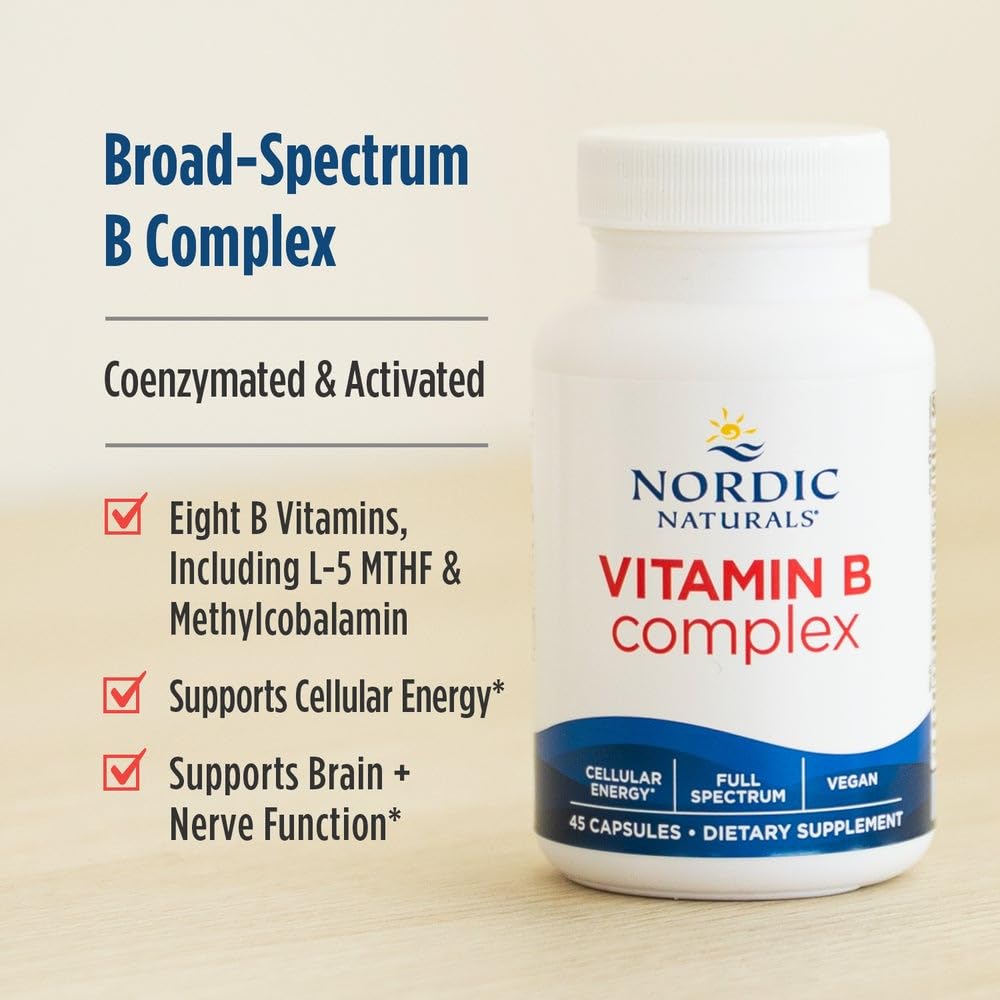 Nordic Naturals Vitamin B Complex - 45 Capsules Thiamine, Riboflavin, Niacin, B6 & B12, Folate, Biotin, Pantothenic Acid Heart Brain Health, Energy, Metabolism Non-GMO Servings Nordic Naturals buy supplements canada