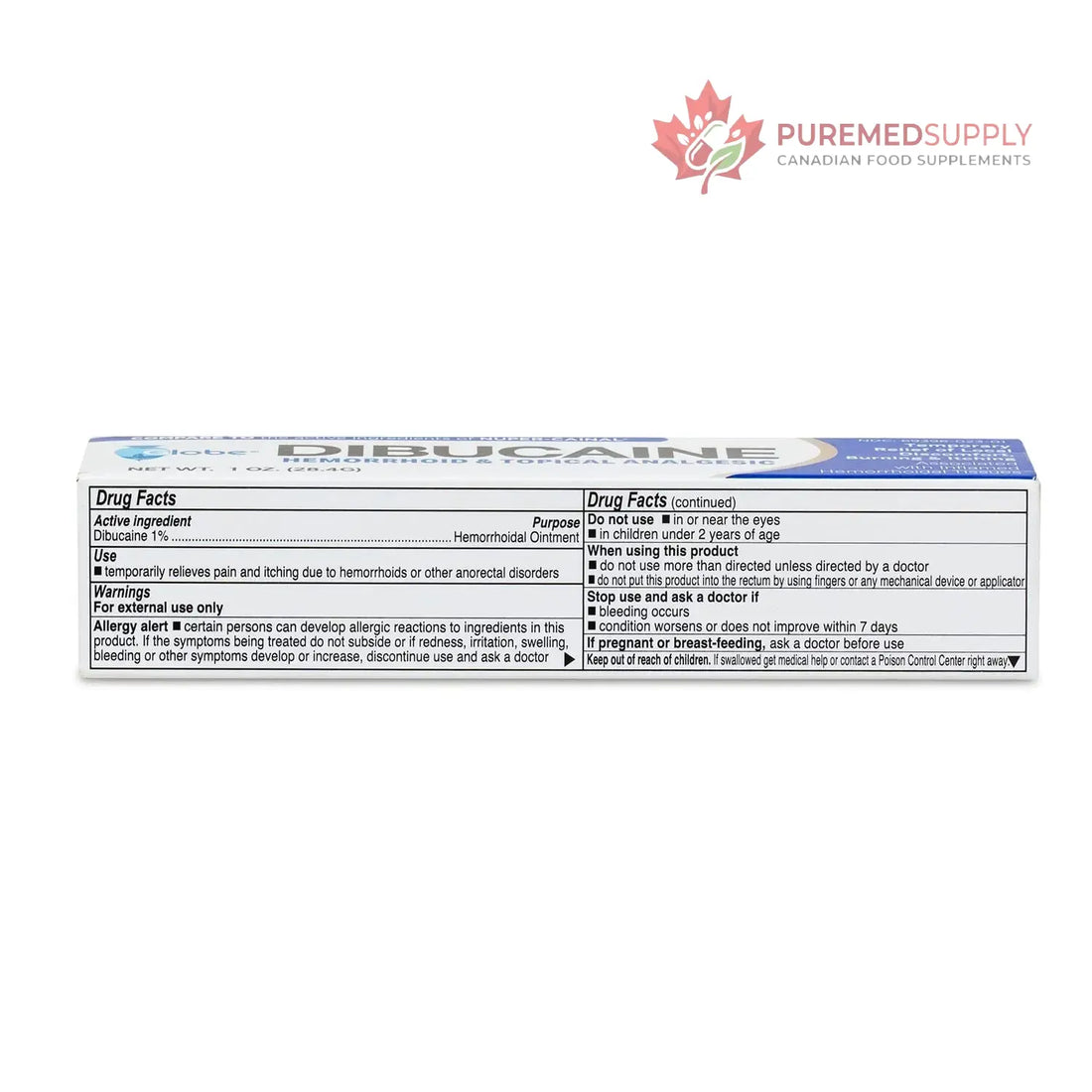 (3 Pack) Globe Dibucaine 1% Hemorrhoid Treatment Ointment - 1 Oz Rapid Numbing Relief, Hemorrhoid Treatment from Itch and Burn Globe buy supplements canada