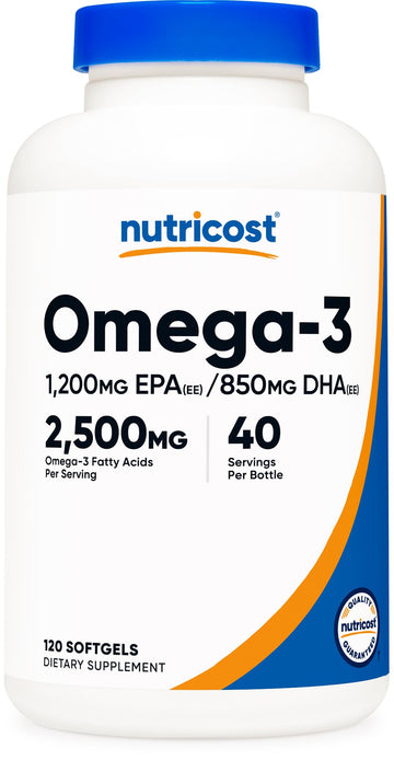 Nutricost Omega 3 Fish Oil - 2500MG, 120 Softgels (40 Serv) - Fish Oil, Wild Caught! 1200mg EPA 850mg DHA Nutricost buy supplements canada