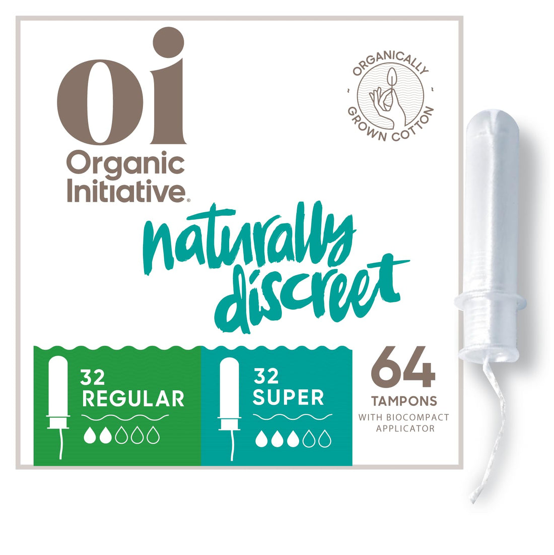 Oi | Organic Initiative - Tampons | Regular/Super Absorbency | Organic Cotton, Unscented oi buy supplements canada