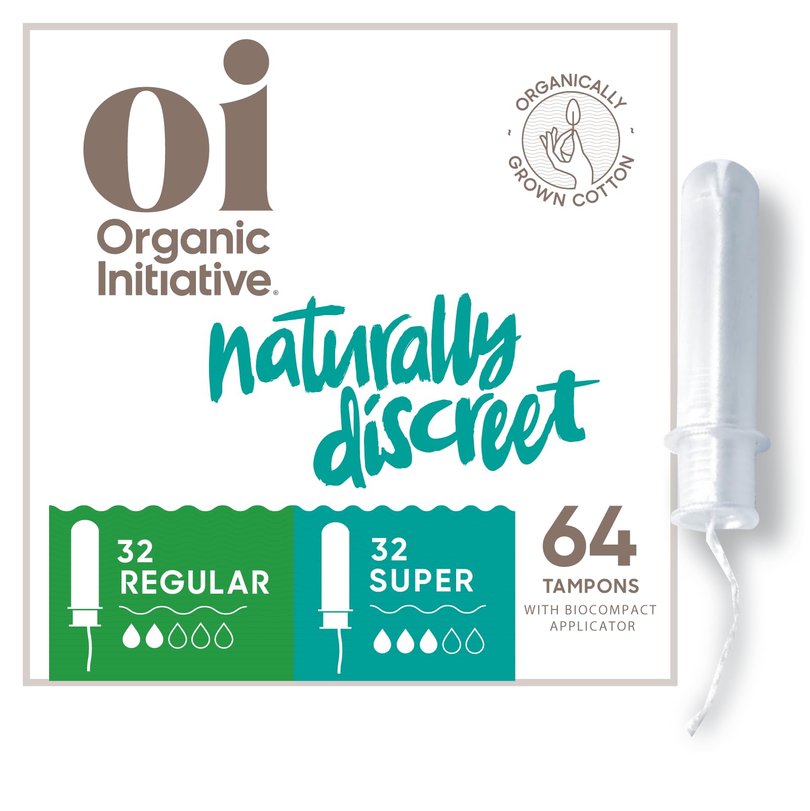 Oi | Organic Initiative - Tampons | Regular/Super Absorbency | Organic Cotton, Unscented oi buy supplements canada