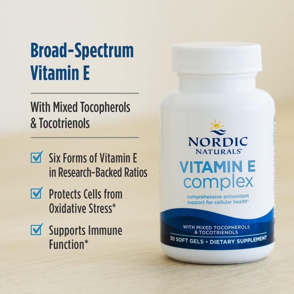 Nordic Naturals Vitamin E Complex, Unflavored - 30 Soft Gels - 6 Forms of Vitamin E for Antioxidant Support - Cellular Protection - Non-GMO - 30 Servings Nordic Naturals buy supplements canada