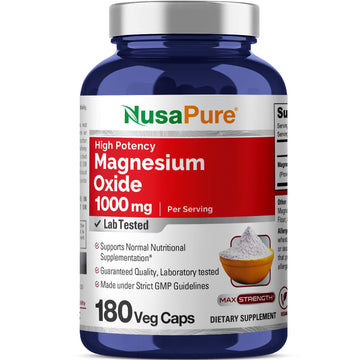 NusaPure Magnesium Oxide 1,000mg per Serving 180 Veggie Caps (Non-GMO, Vegan) NusaPure buy supplements canada