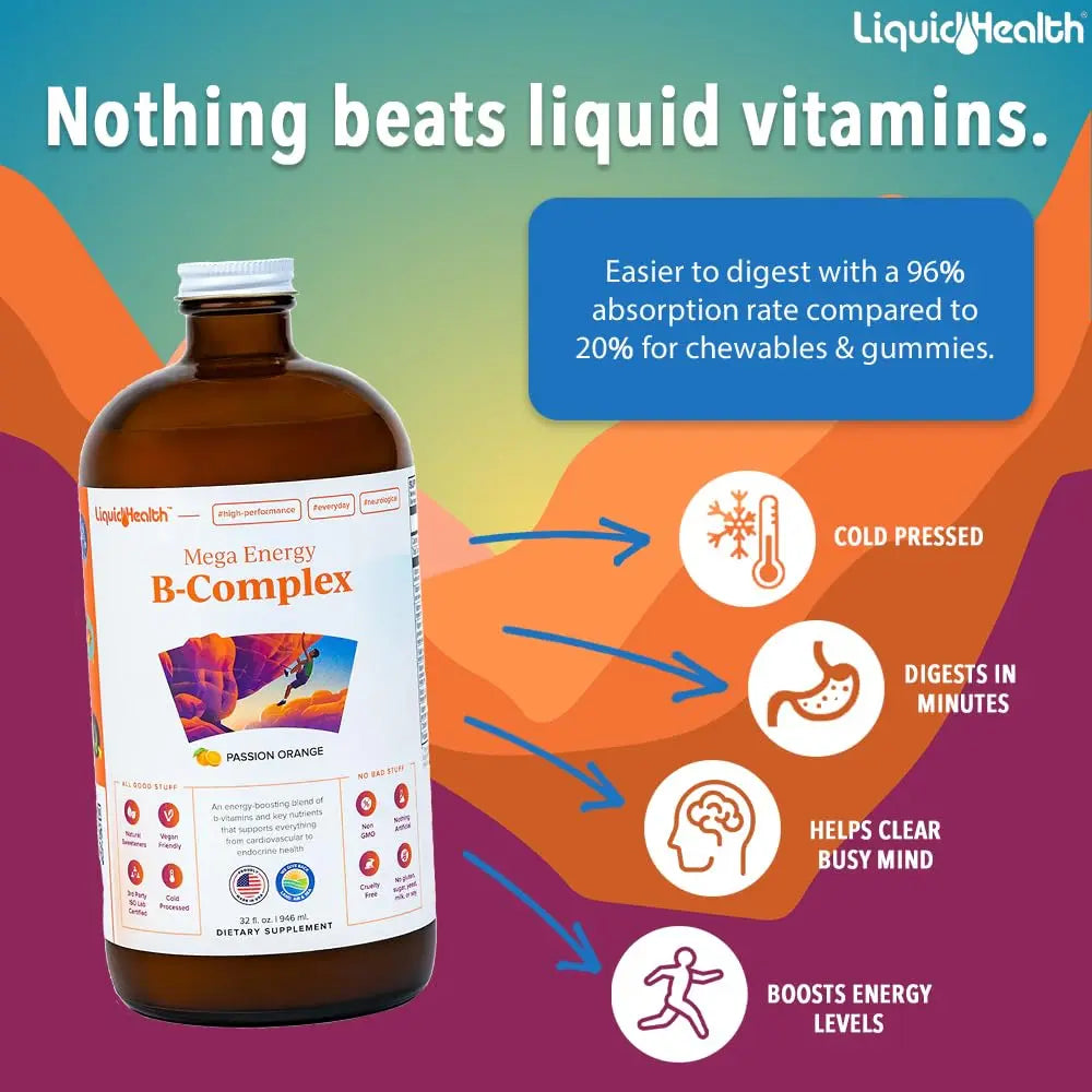 LIQUIDHEALTH Complete Multiple & Mega Energy B-Complex Daily Liquid Vitamins Bundle for Adults - Immune System Support, Increase Energy, Gut & Heart Health LIQUIDHEALTH buy supplements canada