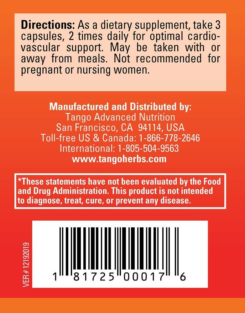 CardioPhase Natural Heart Support Supplement for Healthy Circulation and Cardiovascular Performance (180 Vegetarian Capsules) Tango buy supplements canada