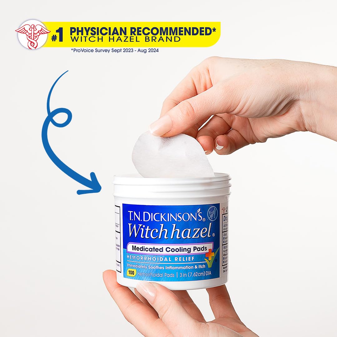 T.N. Dickinson’s Medicated Cooling Pads with Witch Hazel and Aloe | Hemorrhoid Treatment, Postpartum Care, Feminine & Rectal Relief | 100 Rounds T.N. Dickinson's buy supplements canada