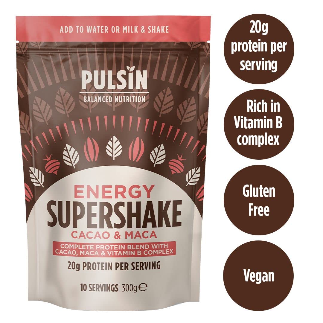 Pulsin - Cacao & Maca Vegan Supershake - 300g - Plant Based Vegan Energy Support Protein Powder Pulsin buy supplements canada