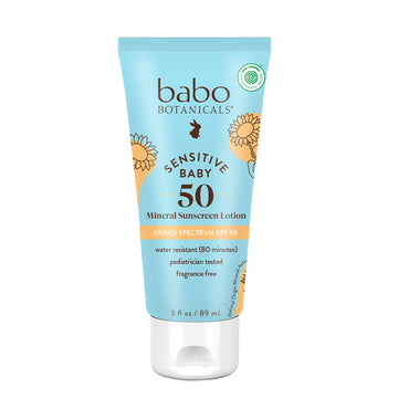 Babo Botanicals Sensitive Baby Mineral Sunscreen Lotion SPF50 - Natural Zinc Oxide - Face & Body - Fragrance-Free - Water-Resistant Babo Botanicals buy supplements canada