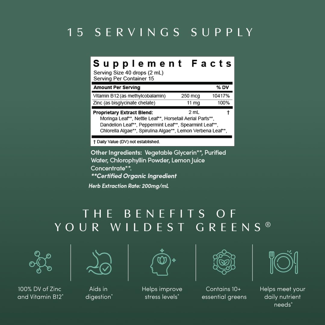 Apothékary Your Wildest Greens Herbal Liquid Drops, All-in-One Daily Superfood Supplement, Vitamin & Mineral Support, 5X Potency of Greens Powders, Sugar Free, Calorie Free, (15 Servings) 1.22oz Apothékary buy supplements canada