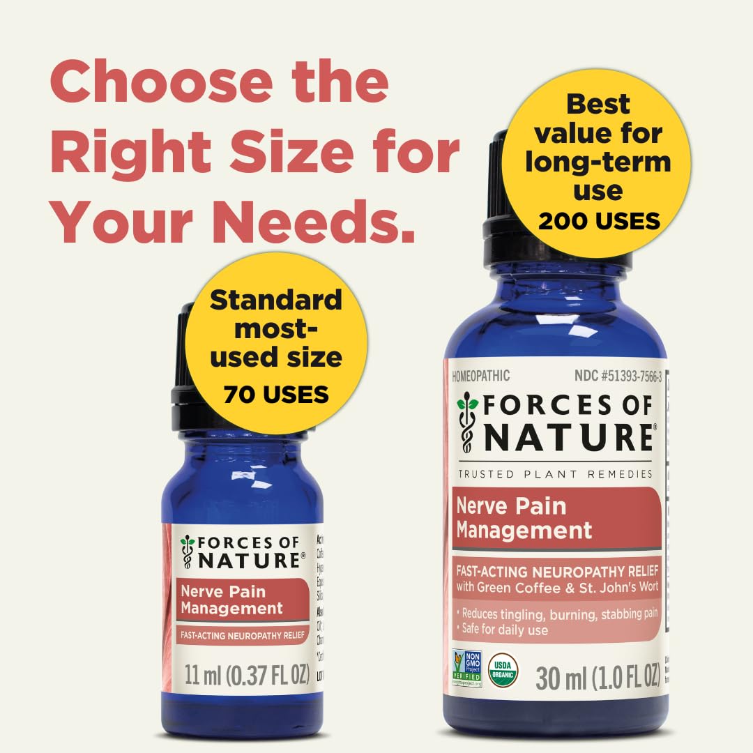 Forces of Nature Nerve Pain Management, Organic Topical Relief for Neuropathy & Nerve Discomfort, Homeopathic Medicine Supports Relief from Shooting Pains for Back, Hands, Legs and Feet, .37 fl oz Forces of Nature buy supplements canada