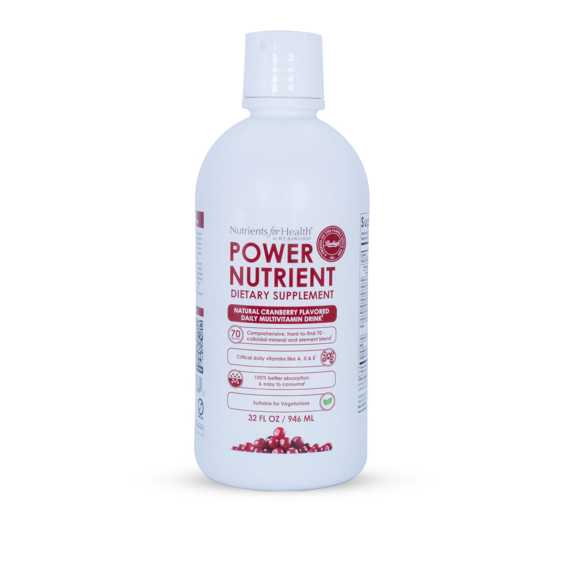 Rawleigh Power Nutrient: 32 fl oz for 1 Month - Cranberry Flavor, Daily Multivitamin Liquid Supplement for Men, Women with VIT. A - zinc & 70 Colloidal Trace Minerals, Vegetarian-Friendly, GMO Free Rawleigh buy supplements canada
