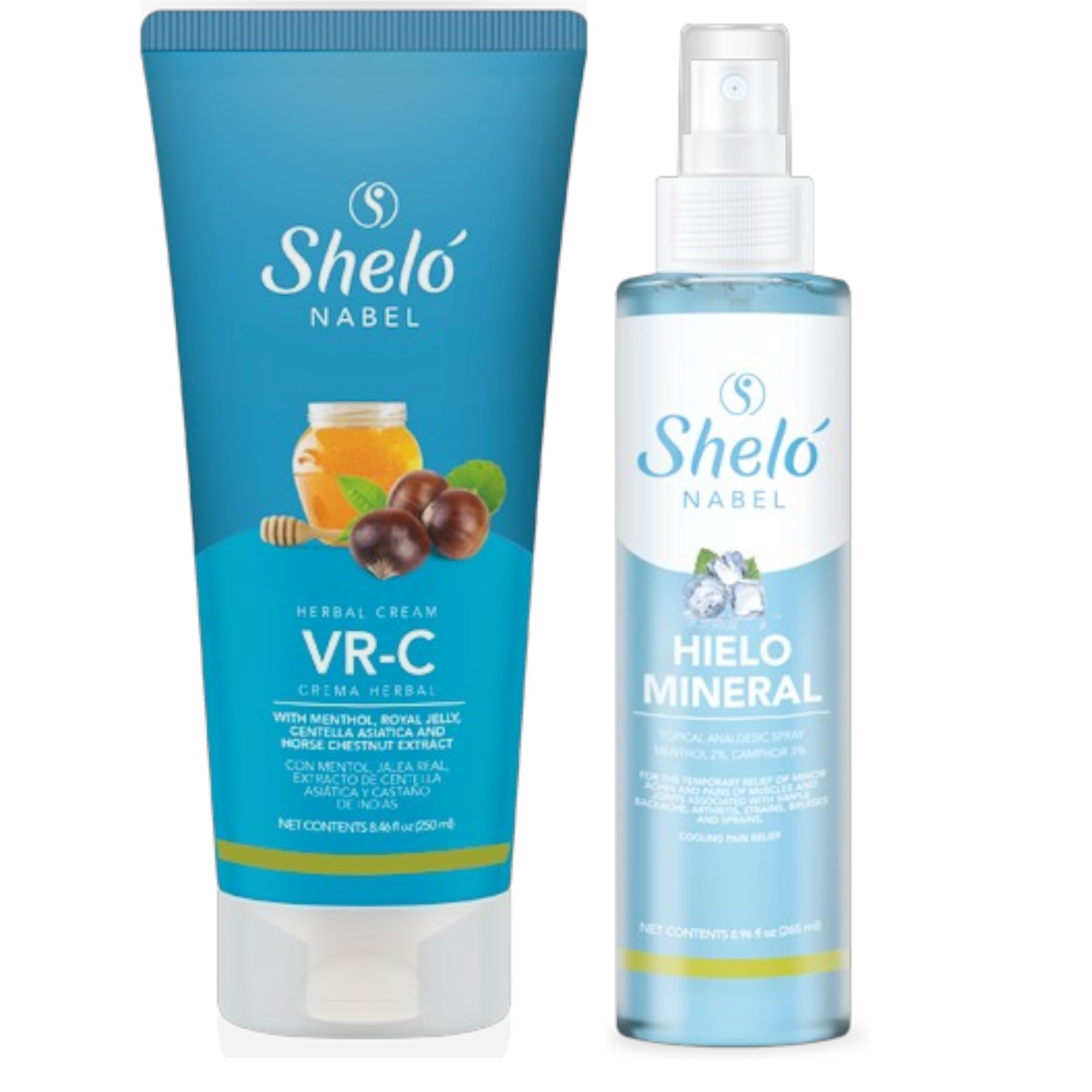Sheló NABEL Hielo Mineral 8.7 fl Oz & VR-C 250ml Relax Sore Muscles and Joints Increase Circulation Reduce Inflammation Sheló NABEL buy supplements canada