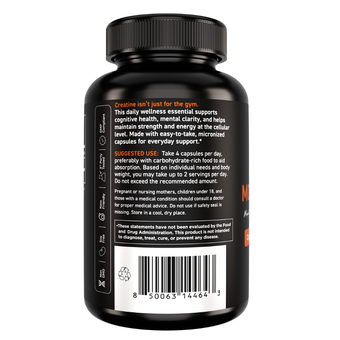Vital Vitamins Creatine Monohydrate Pills for Women & Men - Micronized Creatine Capsules - Cognitive, Strength, Recovery Support - 3g (3000mg) per Serving - Vegan, Non-GMO, 120 Count Vital Vitamins buy supplements canada