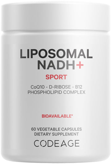 Codeage Liposomal NADH+ Supplement - NADH, Vitamin B12, D-Ribose as Bioenergy Ribose, CoQ10-2-Month Supply - Liposomal Delivery - β-Nicotinamide Adenine Dinucleotide Pills - Non-GMO - 60 Capsules Codeage buy supplements canada